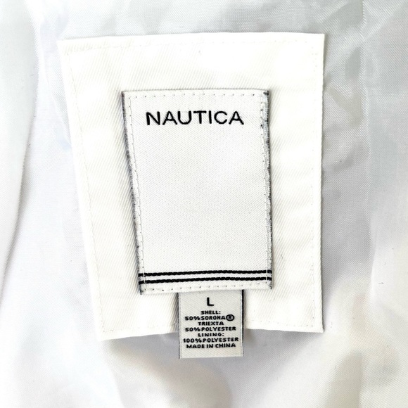 Nautica White Size Large Raincoat Windbreaker Jacket Long Sleeve Hood - Picture 13 of 13
